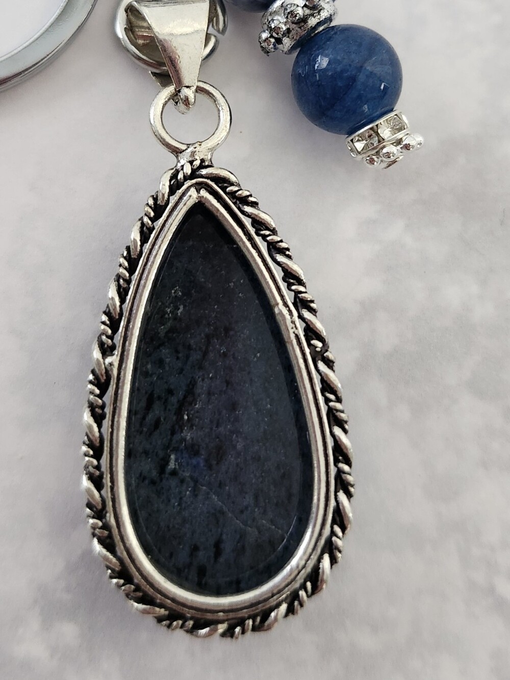 Sodalite Blue Purse Charm or Keychain Jade Lapis Agate Tigers Eye Handcrafted - Picture 4 of 6
